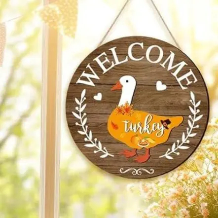 Magnetic Interchangeable Goose Sign - Rustic Farmhouse Wooden Welcome Decor, Halloween Things for Front Door Porch Accessories, House Decor Entryway Hanging Housewarming Gift, Wall Hanging