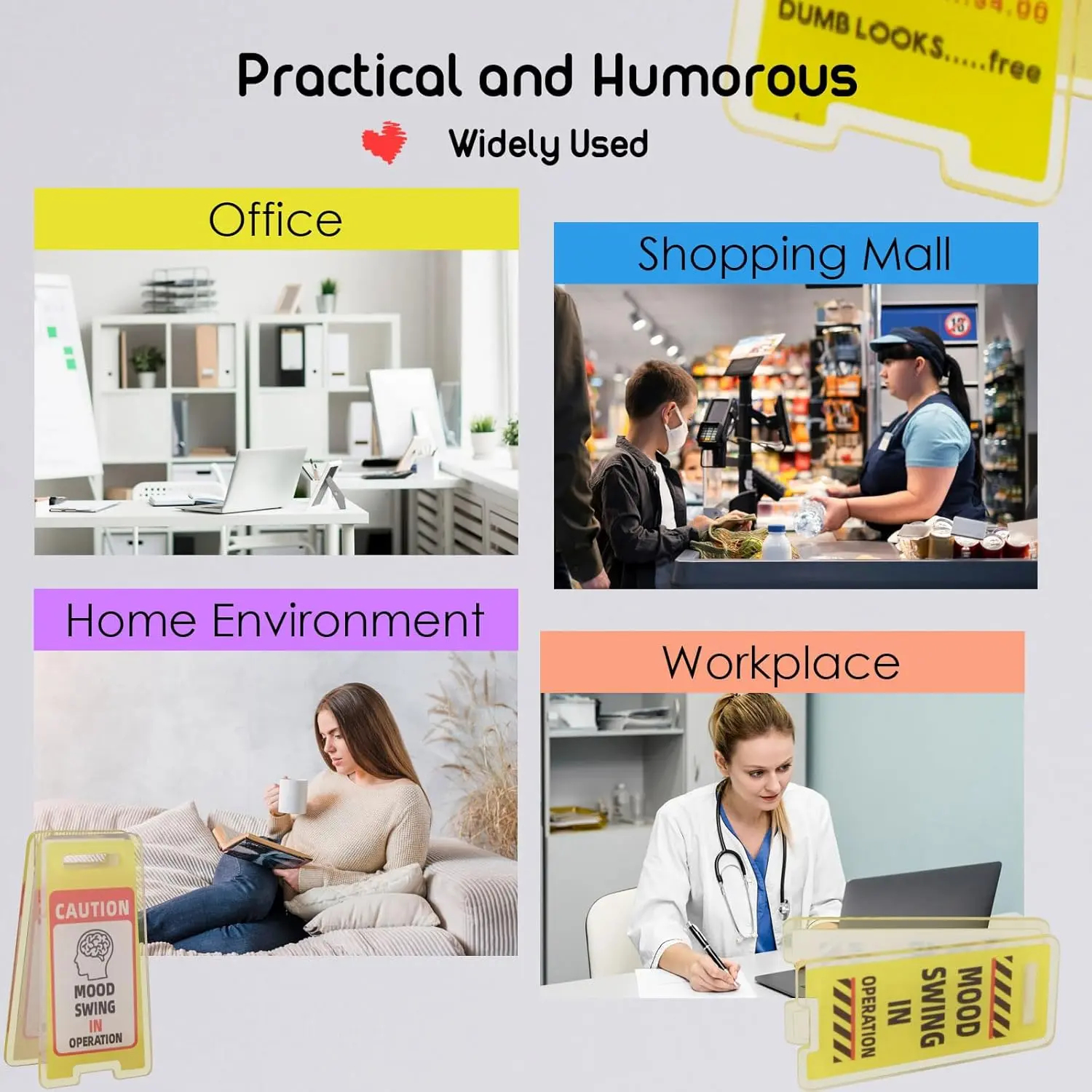Funny Acrylic Desktop Warning Sign 10Pcs Desk Messages Clip Humor Gag Gift for Boss Employees Coworkers Office Classroom Home Waterproof Meme Sticker Adhesive Stickers Outdoor Fun DealsForYou