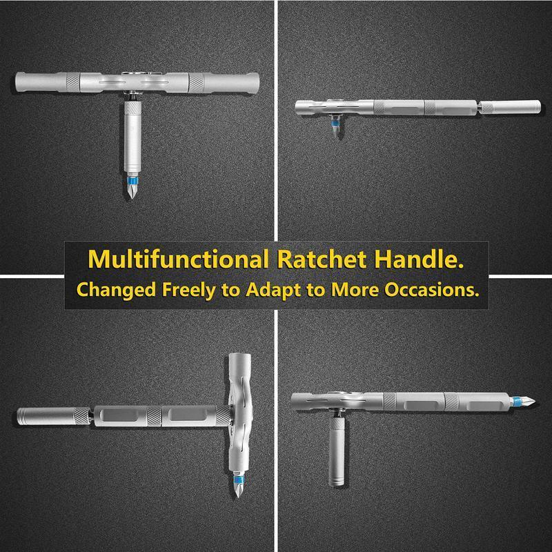 SEESE Ratchet Magetic Screwdriver Set, S2 Steel Precision Screwdriver Set - Removable Self Assembly Screwdriver Kit for Furniture Assembly and Repair - Gift for DIYer