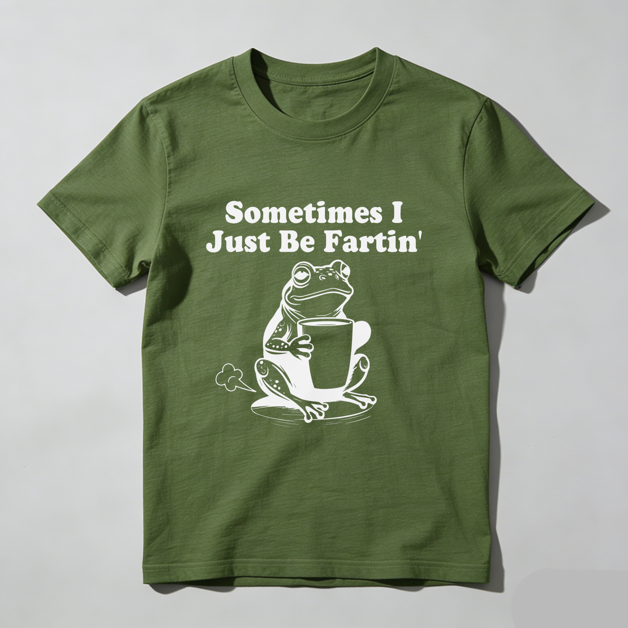 Casual, Men's T-Shirt, Frog With Coffee Cup And Text Sometimes I Just Be Fartin', Everyday Wear, Gift For Him