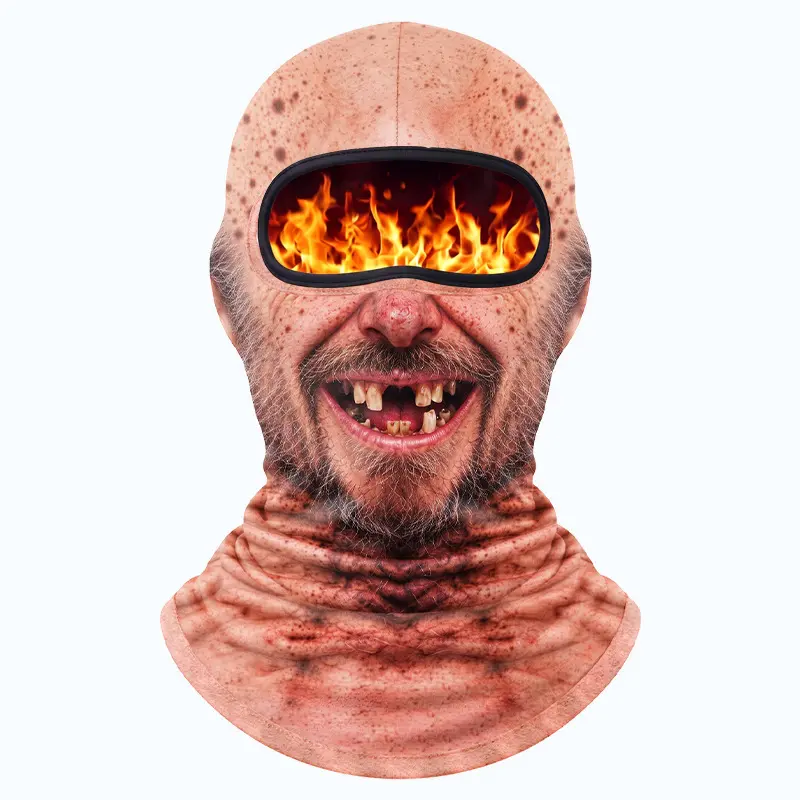 Funny Realistic 3D Printed Ski Mask - Full Face Winter Balaclava for Elderly, Festive & Party Masks Accessory