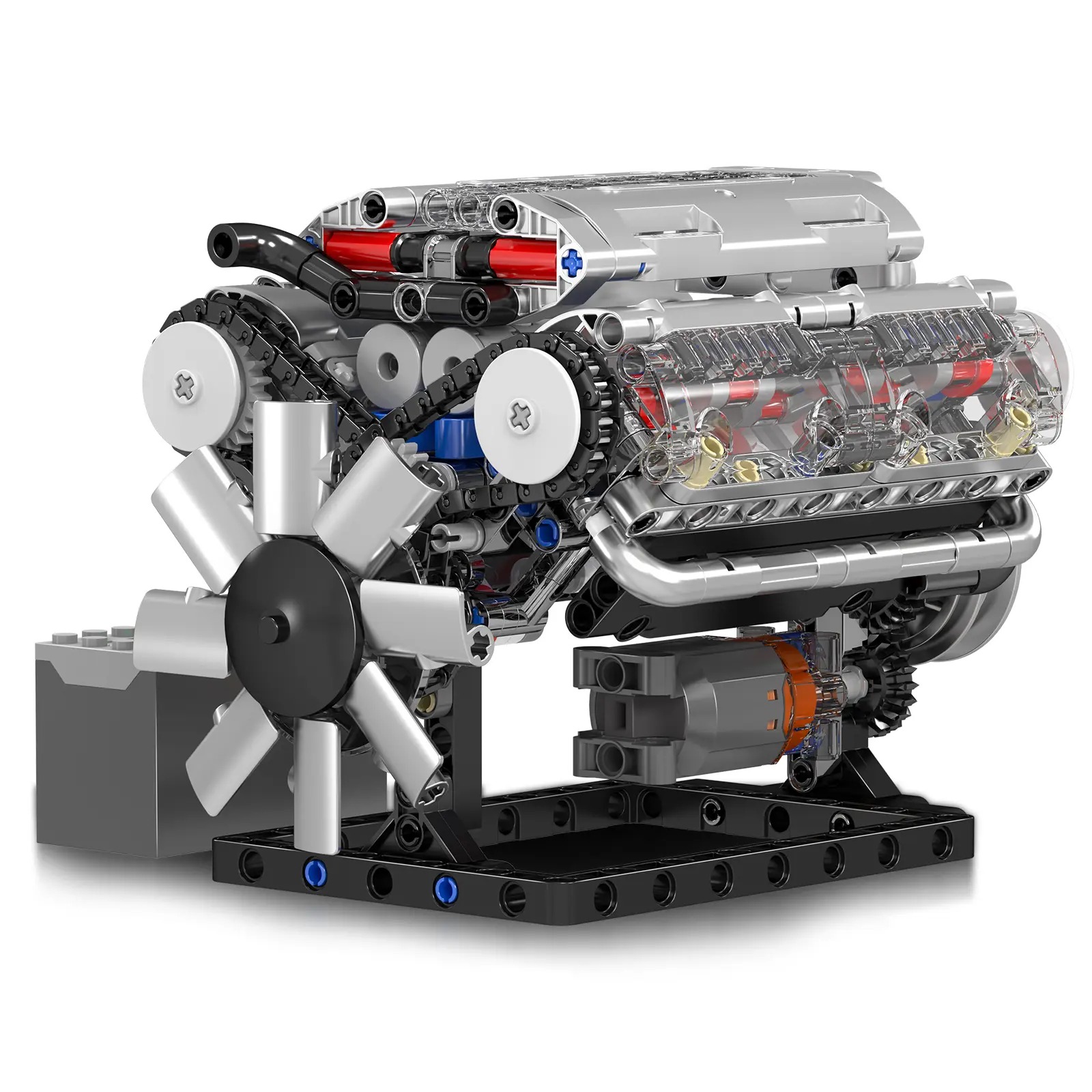 Mould King 10088 Realistic V8 Engine ABS Plastic Blocks Model Building Kit, 535-Piece DIY Engineering Craft Ideas, 7.6x5x5in Open Ended Play STEM Project, Gift for 12+ Teens/Adults (Father's Day/Birthday)