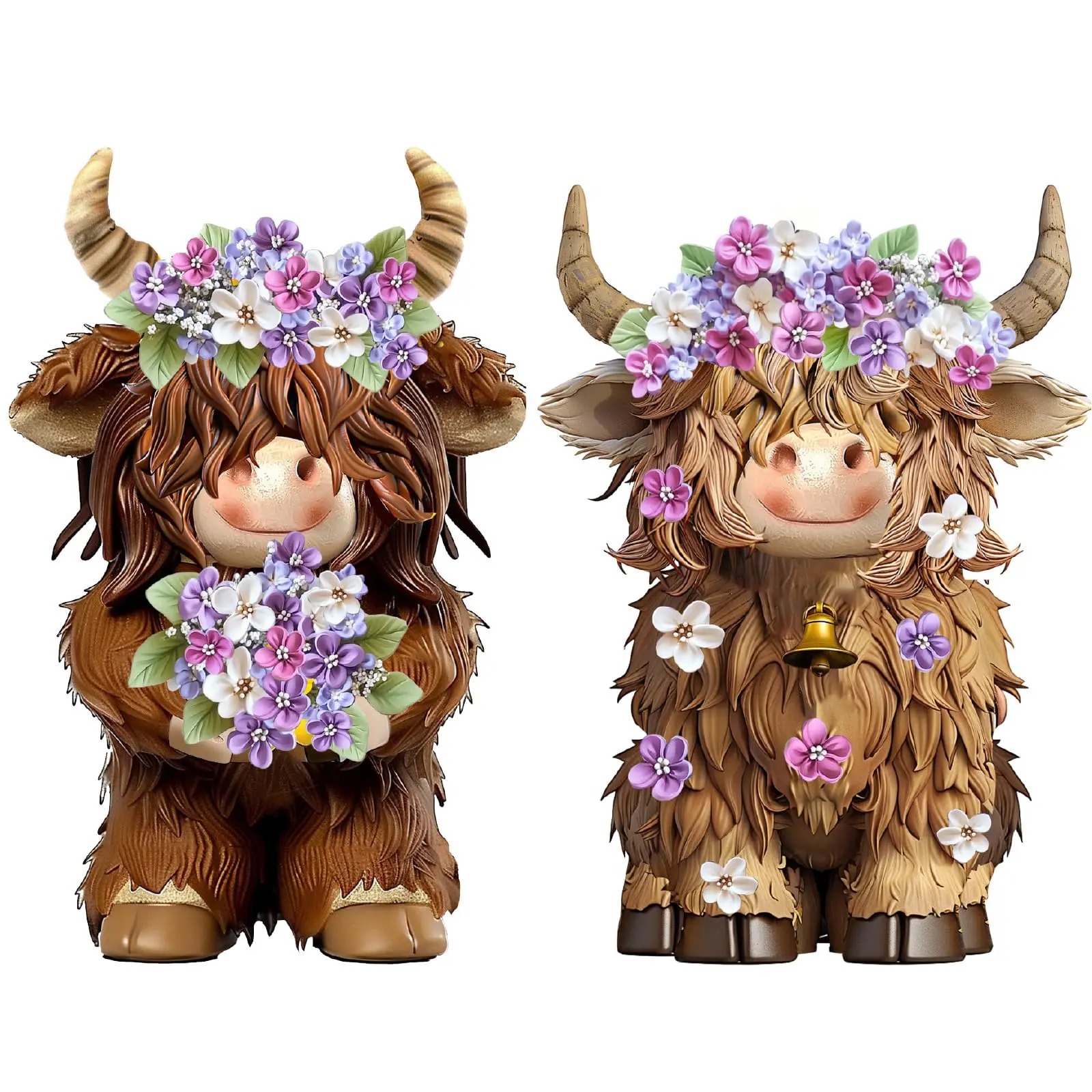 Halloween Highland Cow Statue Fall Cattle Figures 3D Highland Cattle Ornament Halloween Gift Christmas Gift Cute Decoration for Home, Halloween Party Season Decor, Housewarming Gift, Bathroom Decor, 2/3pcs