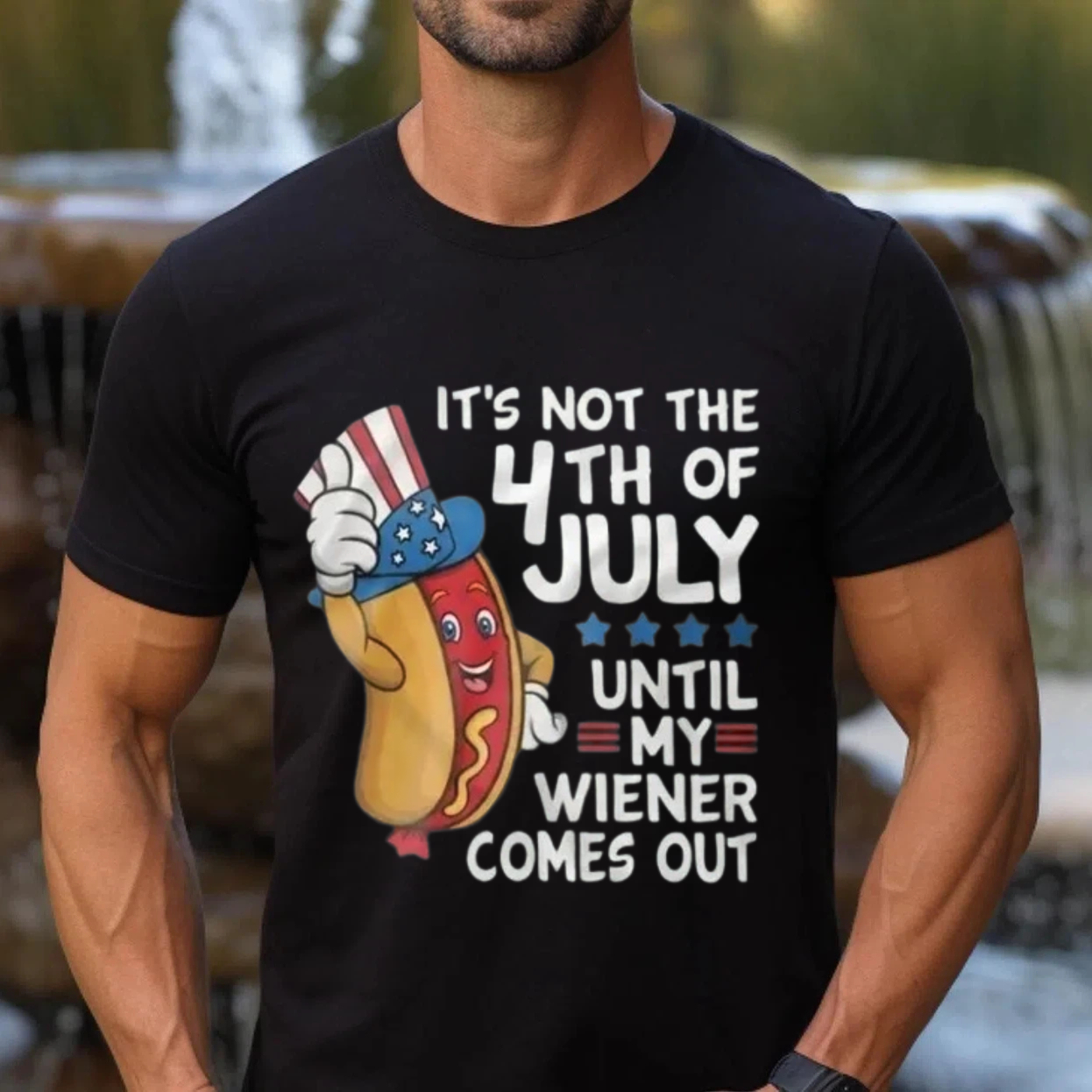 Its Not The 4th Of July Until The Wiener Comes Out Patriotic Hot Dog T-Shirt