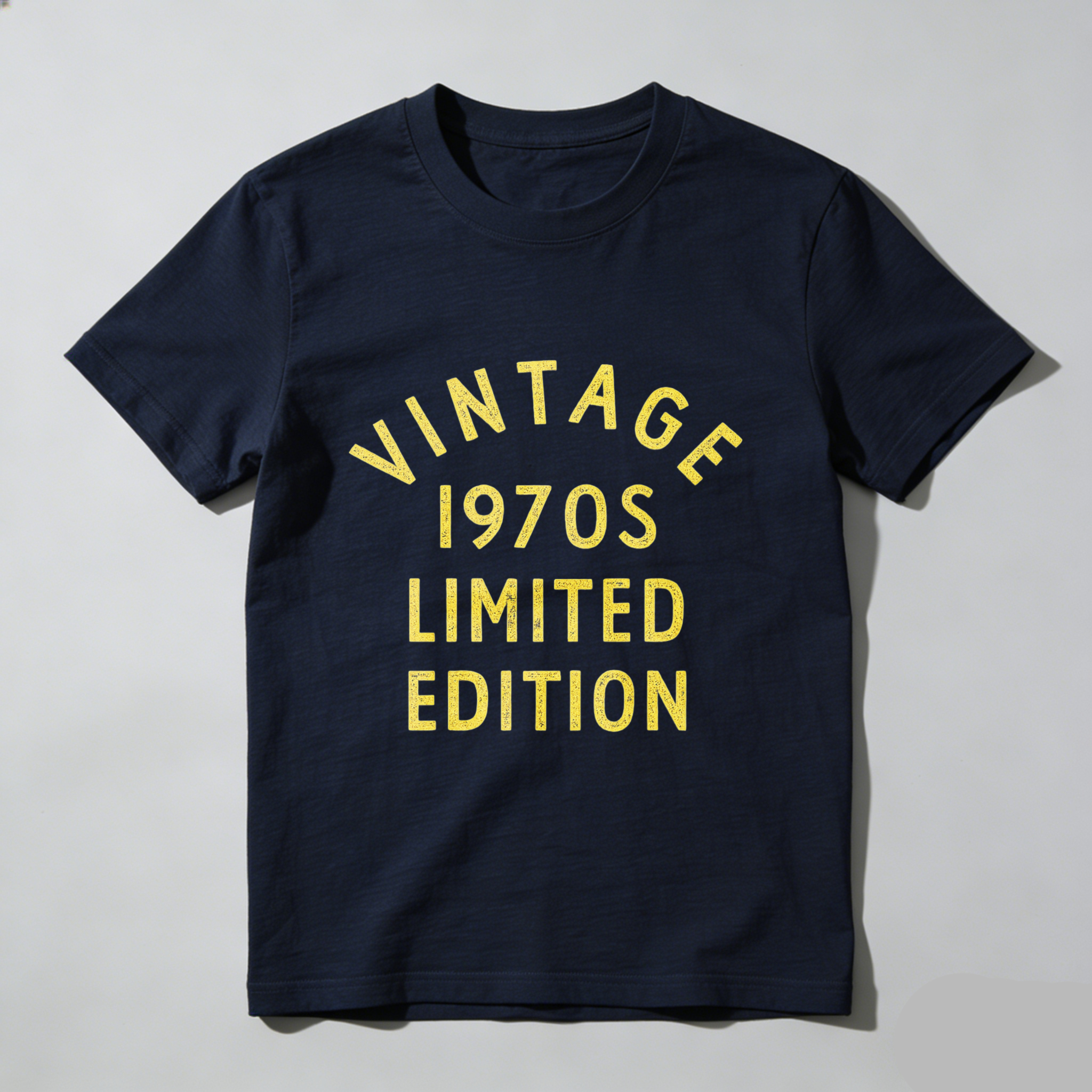 Vintage 1970s Limited Edition T Shirt Black Gold Print Unisex Casual Wear Retro Style Clothing