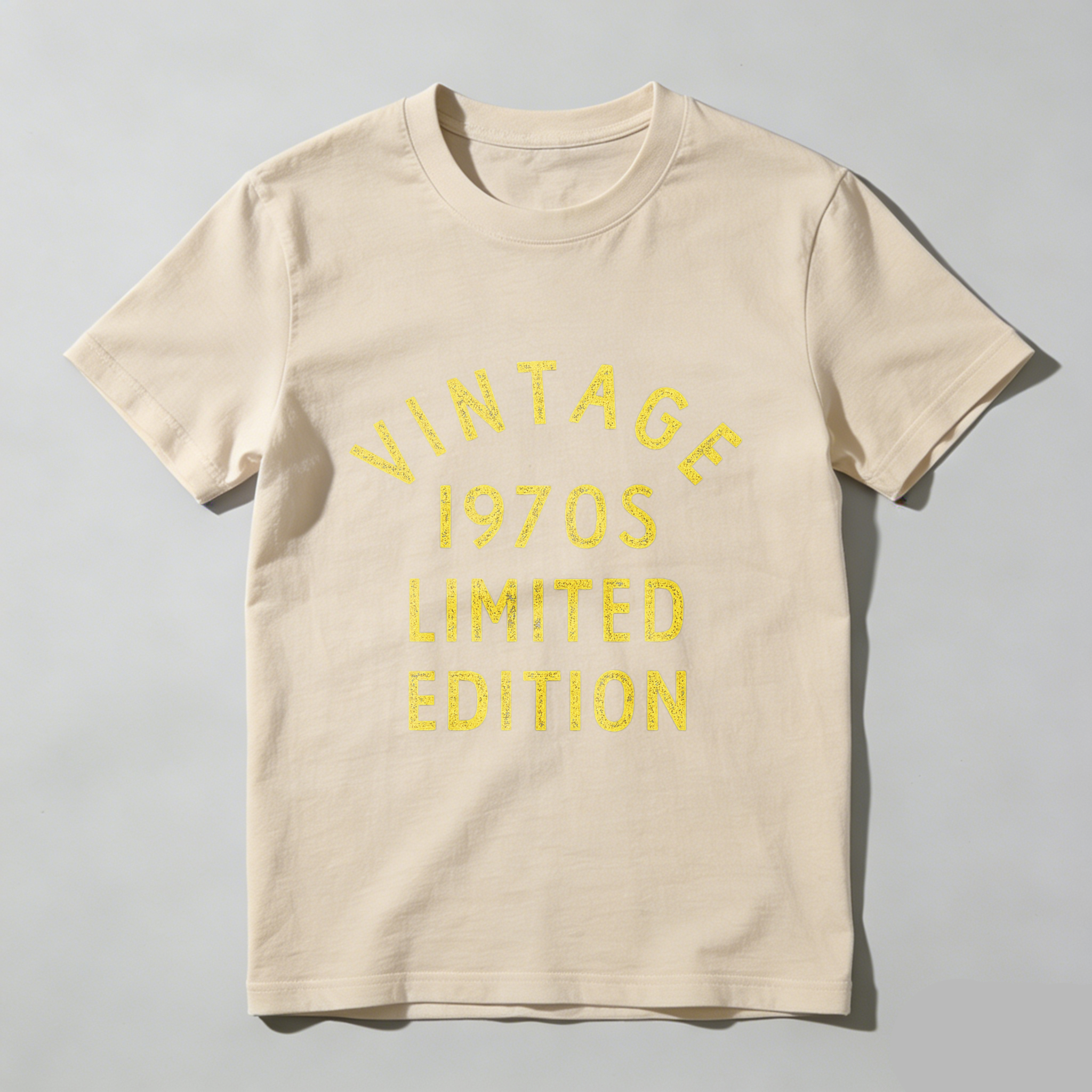 Vintage 1970s Limited Edition T Shirt Black Gold Print Unisex Casual Wear Retro Style Clothing