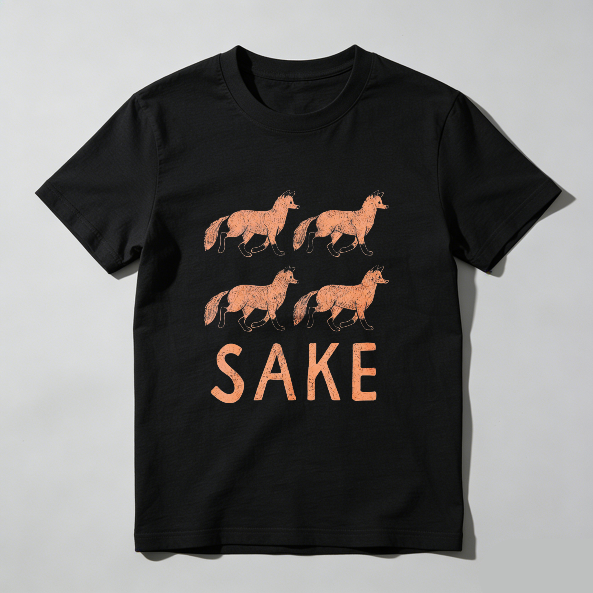 Sake Horse Graphic T Shirt Black Cotton Unisex Casual Wear