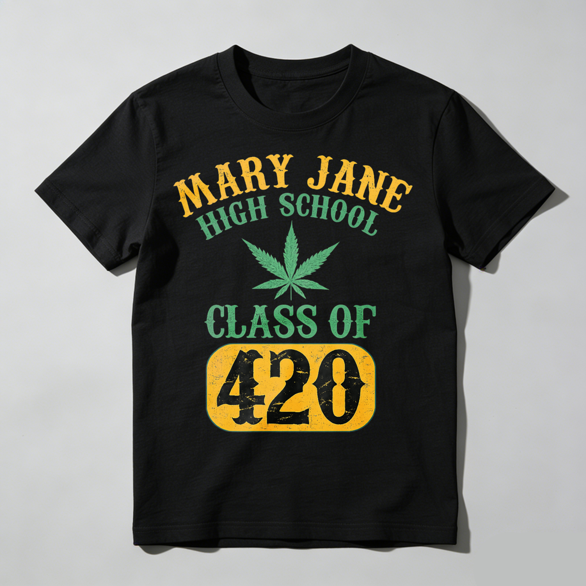Mary Jane High School Class Of 420 T Shirt Black Cotton Graphic Tee Men Women Unisex Casual Wear