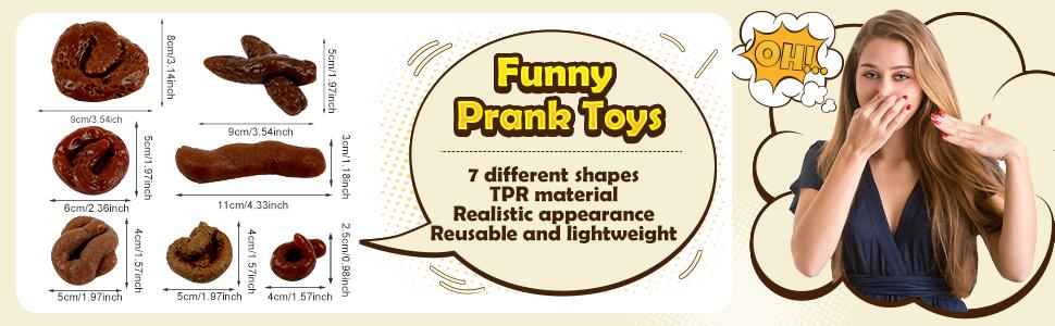 Gejoy Fake Poop 7/8 Pcs Realistic Prank Poop Props Brown Soft Poop Fun Party Supplies Prank Games with Friends Family Classmates Fake Turd Gifts Perfect for Office Pranks Pet Pranks Birthday Funny Gift for Father's Day