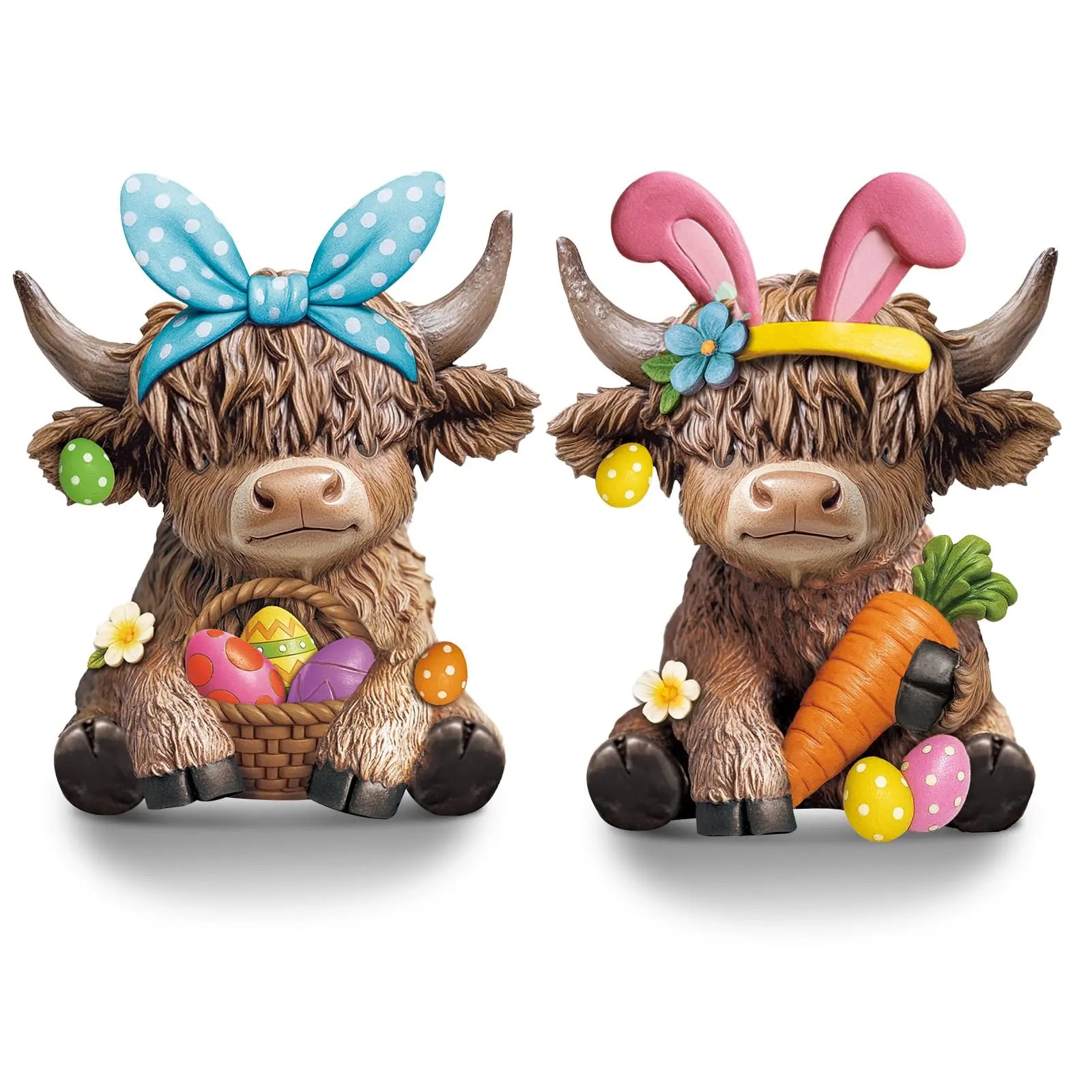 Halloween Highland Cow Statue Fall Cattle Figures 3D Highland Cattle Ornament Halloween Gift Christmas Gift Cute Decoration for Home, Halloween Party Season Decor, Housewarming Gift, Bathroom Decor, 2/3pcs