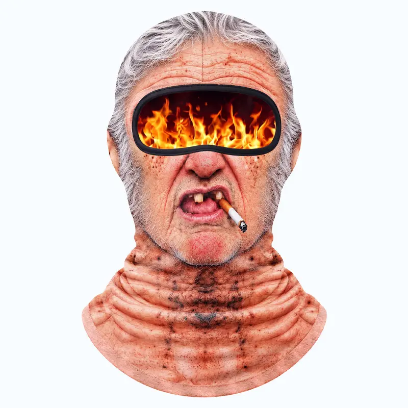 Funny Realistic 3D Printed Ski Mask - Full Face Winter Balaclava for Elderly, Festive & Party Masks Accessory