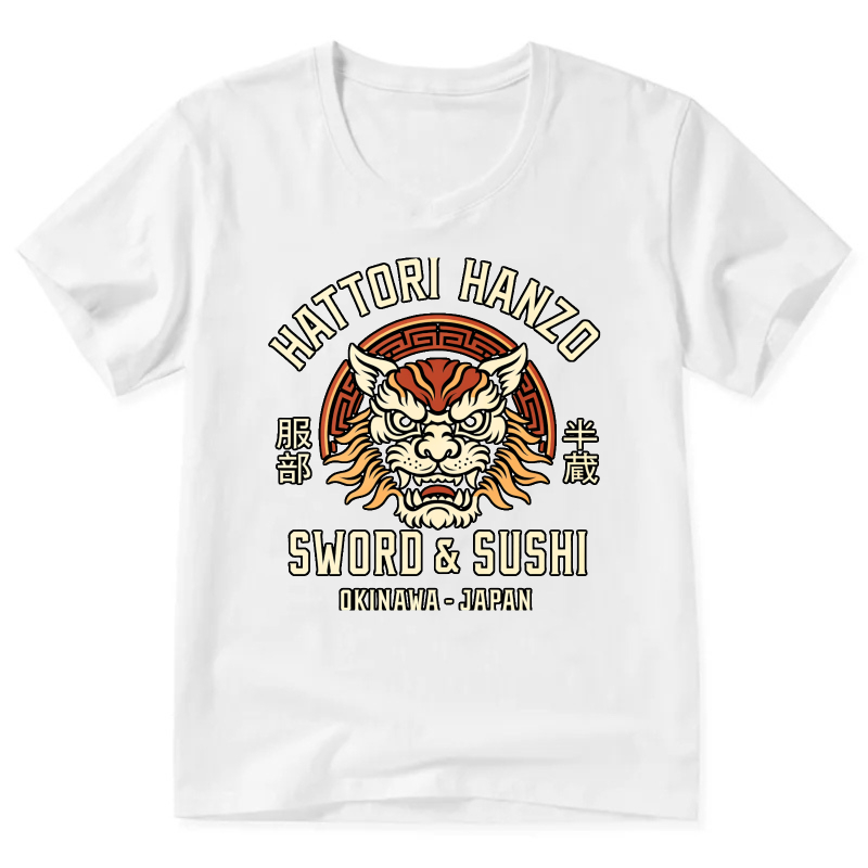 Hattori Hanzo Sword And Sushi Okinawa Japan T Shirt With Tiger Design