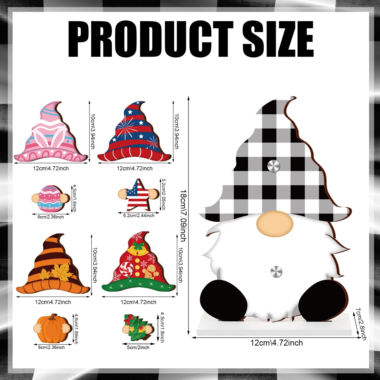 Gejoy Gnome Sign Halloween Gnome Interchangeable Desk Decor with Magnet Accessories Gnome Wooden Sign for Summer Holiday Seasonal Halloween Christmas Party Office Home Living Room Gift for Gnome Lovers, Halloween Gift