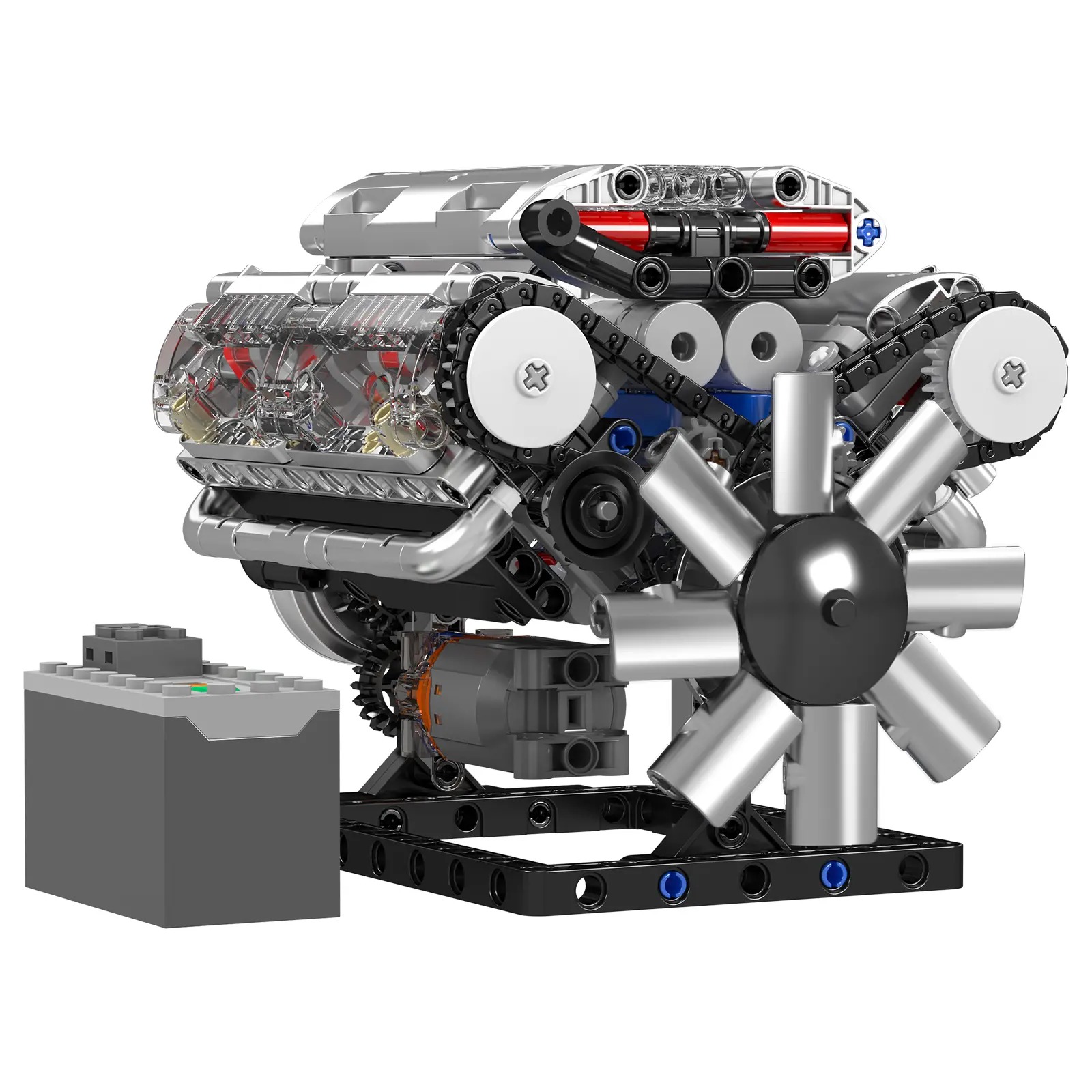 Mould King 10088 Realistic V8 Engine ABS Plastic Blocks Model Building Kit, 535-Piece DIY Engineering Craft Ideas, 7.6x5x5in Open Ended Play STEM Project, Gift for 12+ Teens/Adults (Father's Day/Birthday)