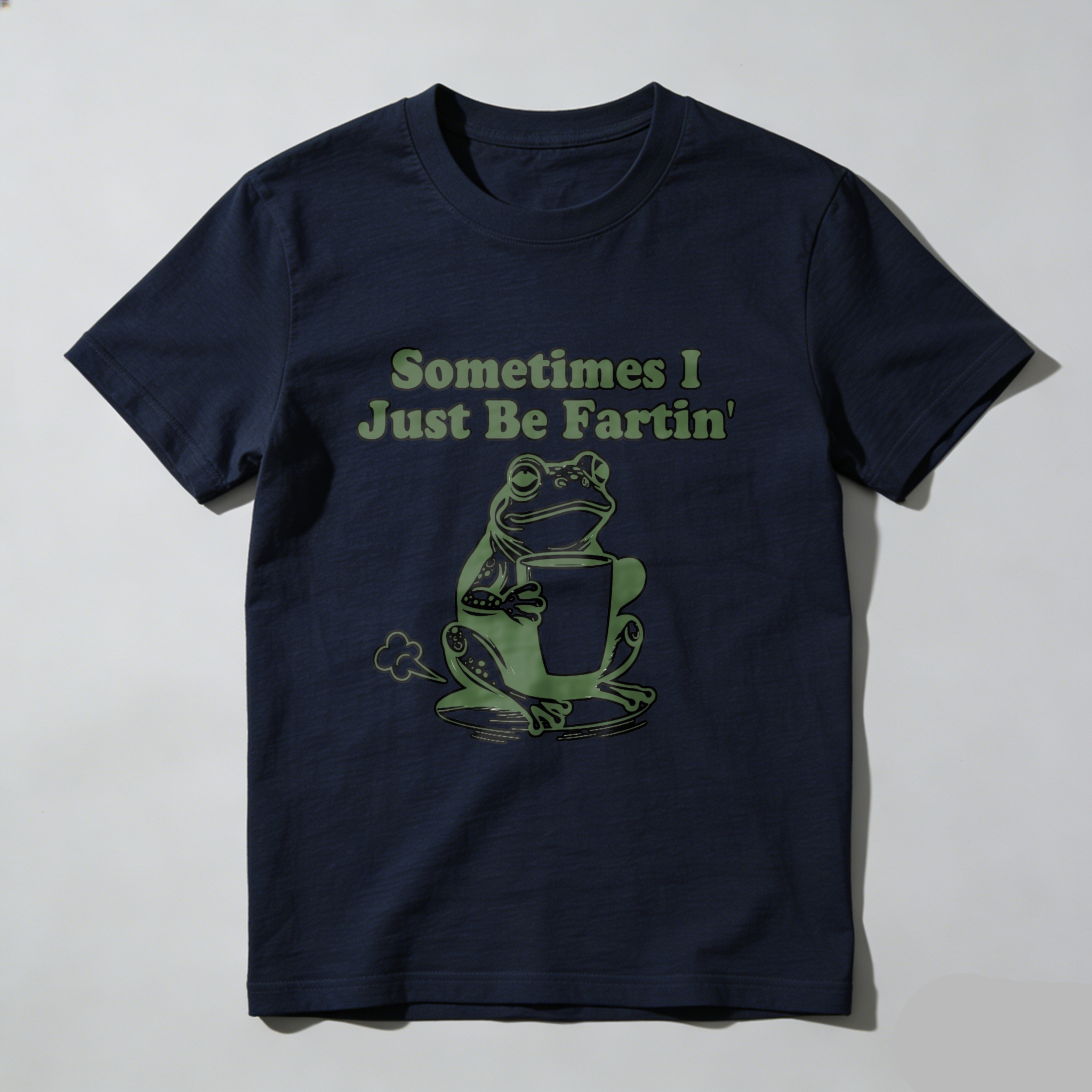 Casual, Men's T-Shirt, Frog With Coffee Cup And Text Sometimes I Just Be Fartin', Everyday Wear, Gift For Him