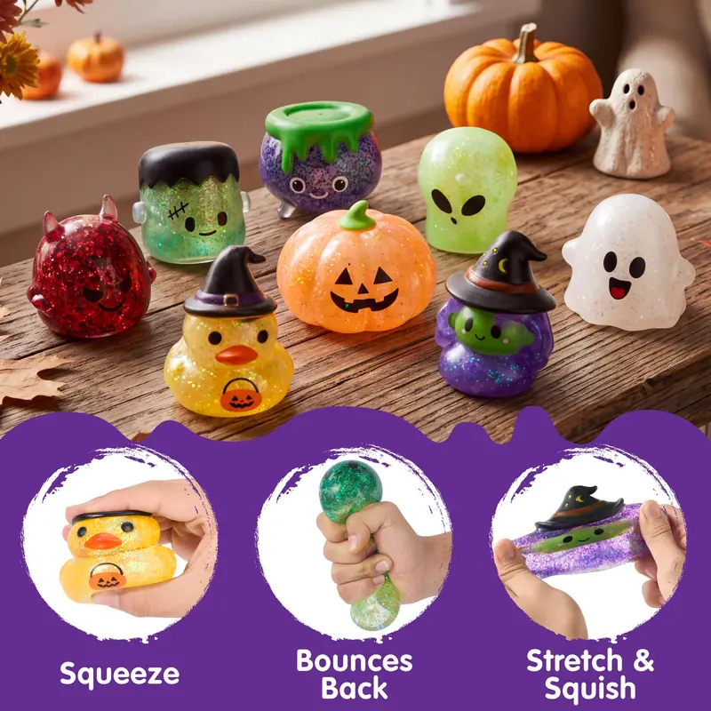 JOYIN 24pcs/60pcs/100Pcs/6pcs Halloween Mochi Squishy Toys, Halloween Toys for Halloween Party Favors, Halloween Sensory Stress Relief Toys Bulk, Trick or Treats Classroom Prizes Gifts Goodie Bag Fillers