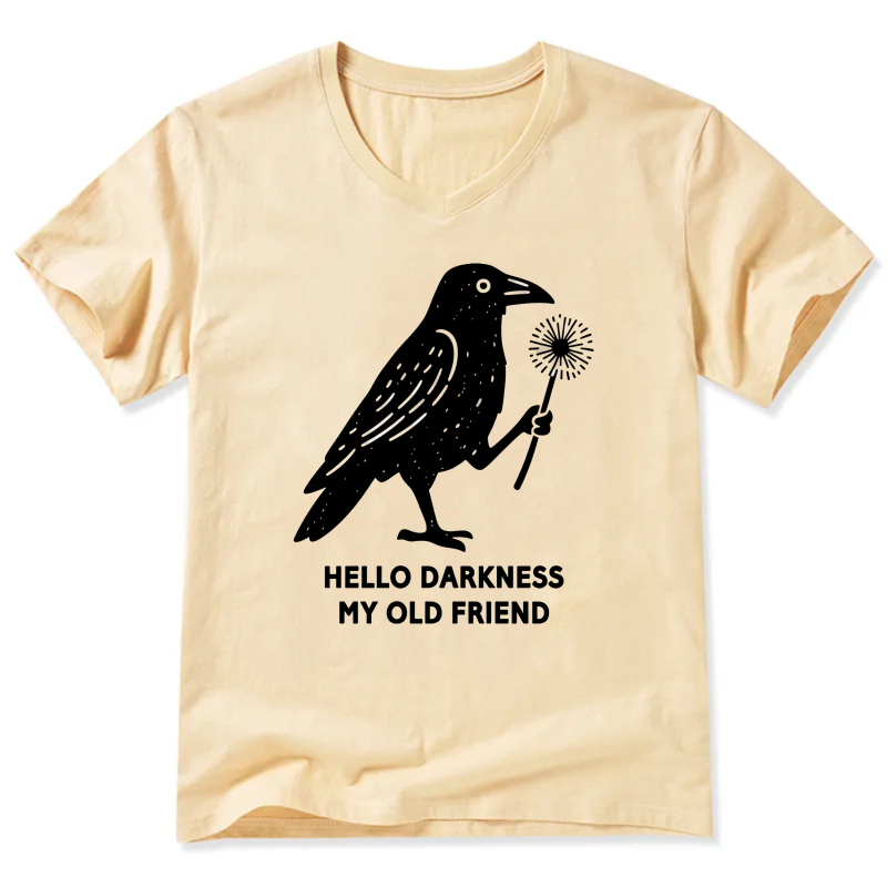 Hello Darkness My Old Friend Raven T-Shirt Black Bird Design