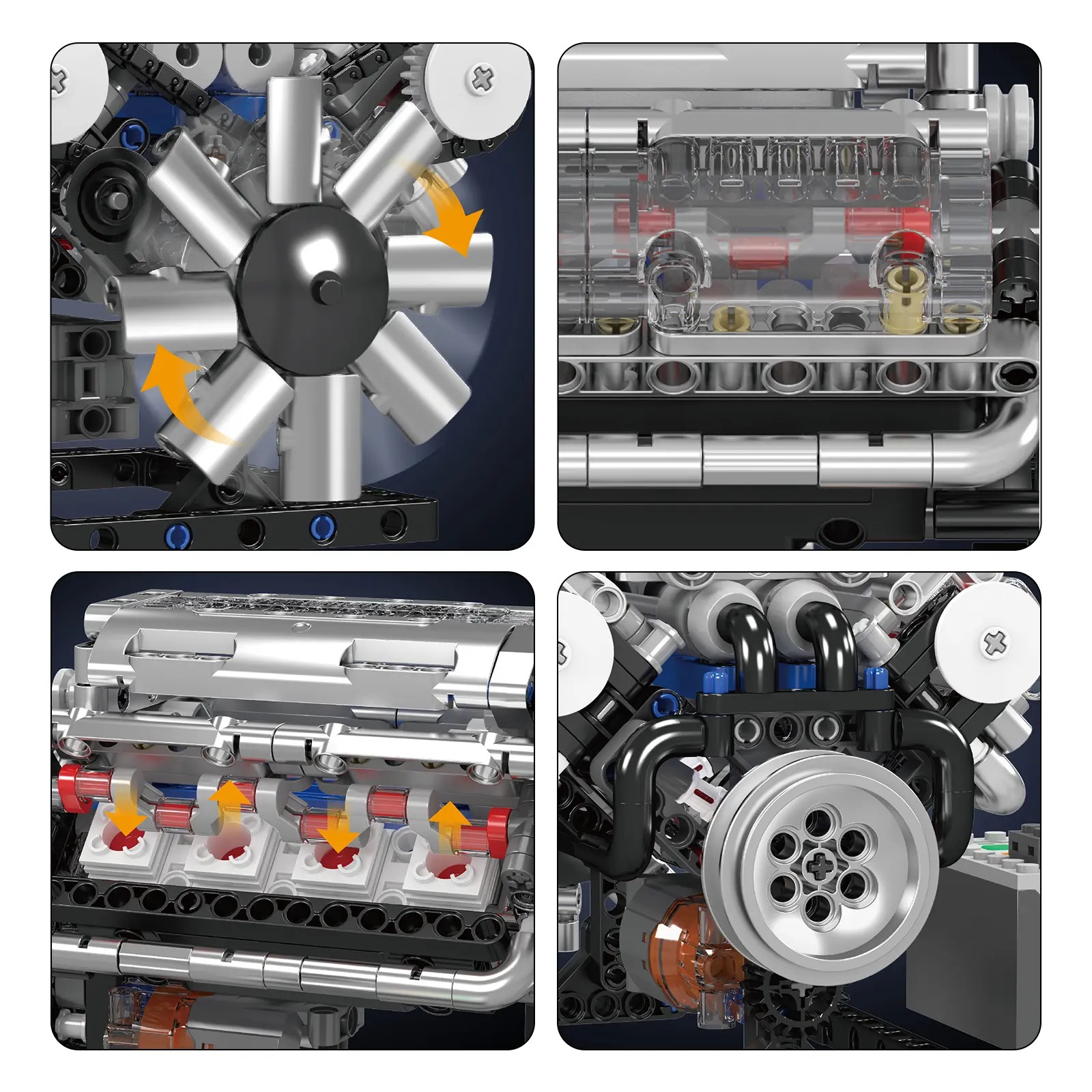 Mould King 10088 Realistic V8 Engine ABS Plastic Blocks Model Building Kit, 535-Piece DIY Engineering Craft Ideas, 7.6x5x5in Open Ended Play STEM Project, Gift for 12+ Teens/Adults (Father's Day/Birthday)