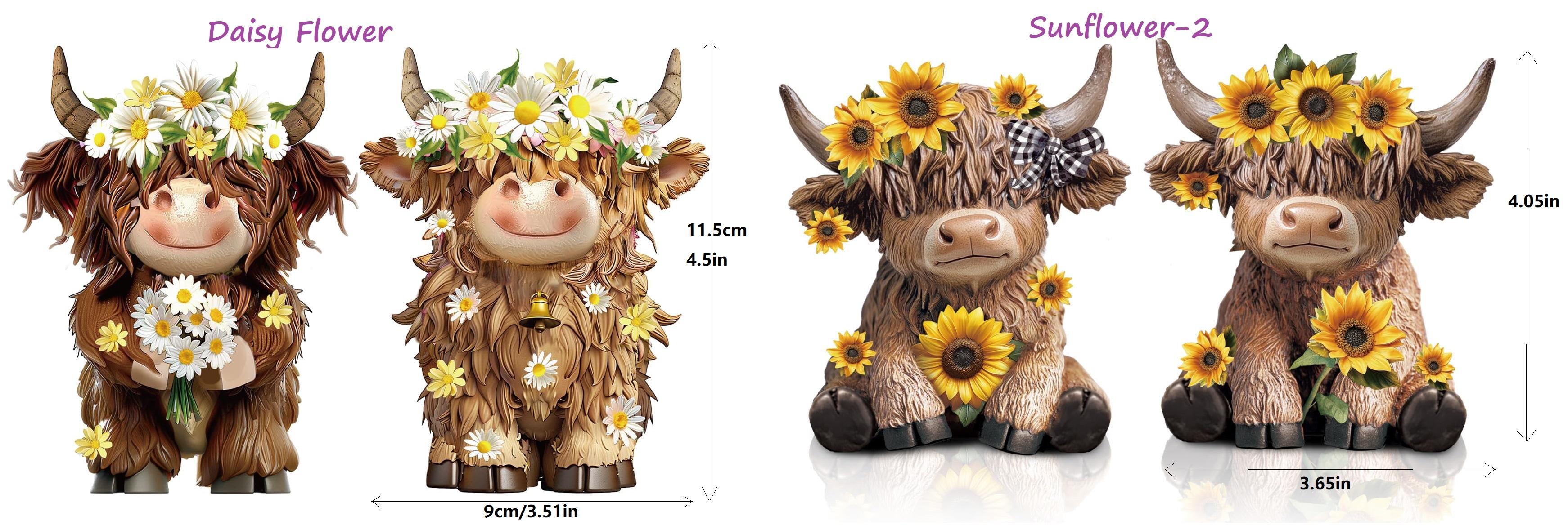 Gejoy Halloween Highland Cow Statue Fall Cattle Figures 3D Highland Cattle Ornament Halloween Gift Christmas Gift Cute Decoration for Home, Halloween Party Season Decor, Housewarming Gift, Bathroom Decor, 2/3pcs