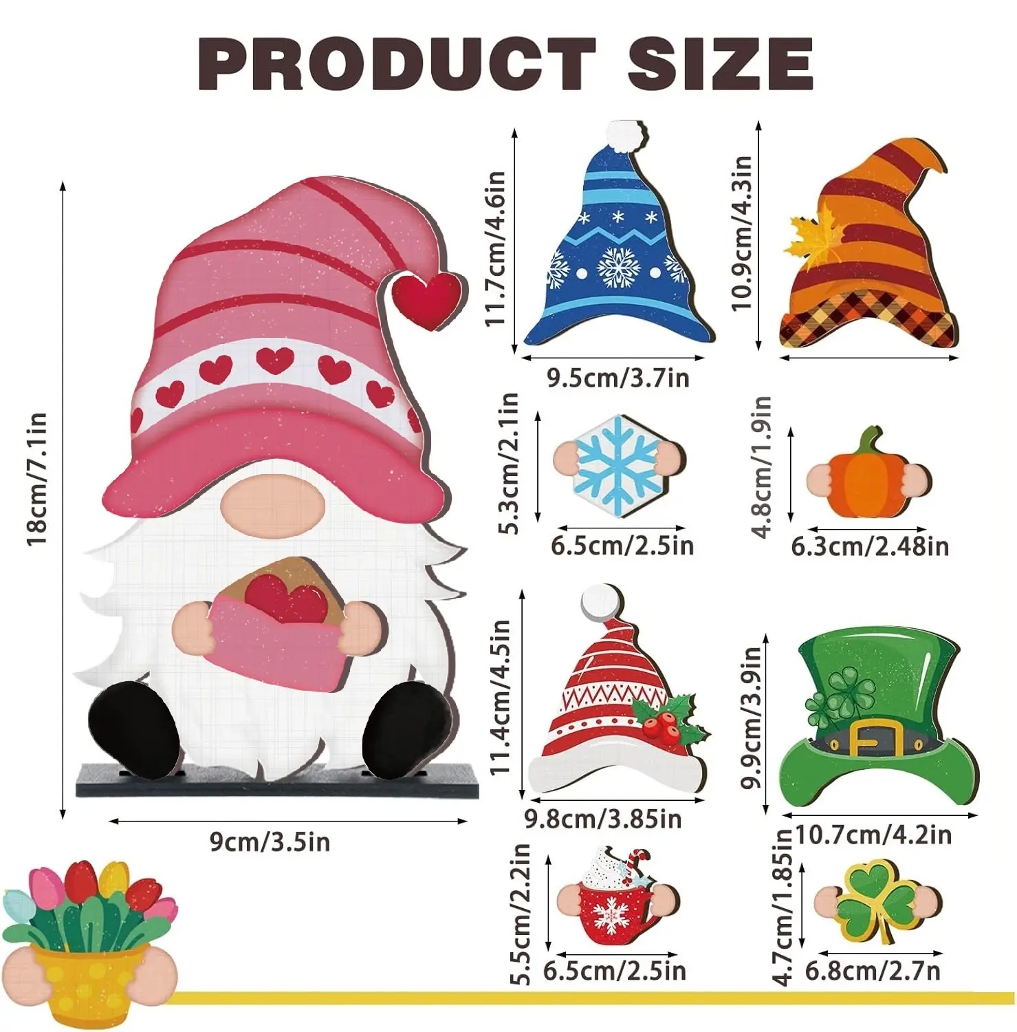 Gnome Sign Halloween Gnome Interchangeable Desk Decor with Magnet Accessories Gnome Wooden Sign for Summer Holiday Seasonal Halloween Christmas Party Office Home Living Room Gift for Gnome Lovers, Halloween Gift