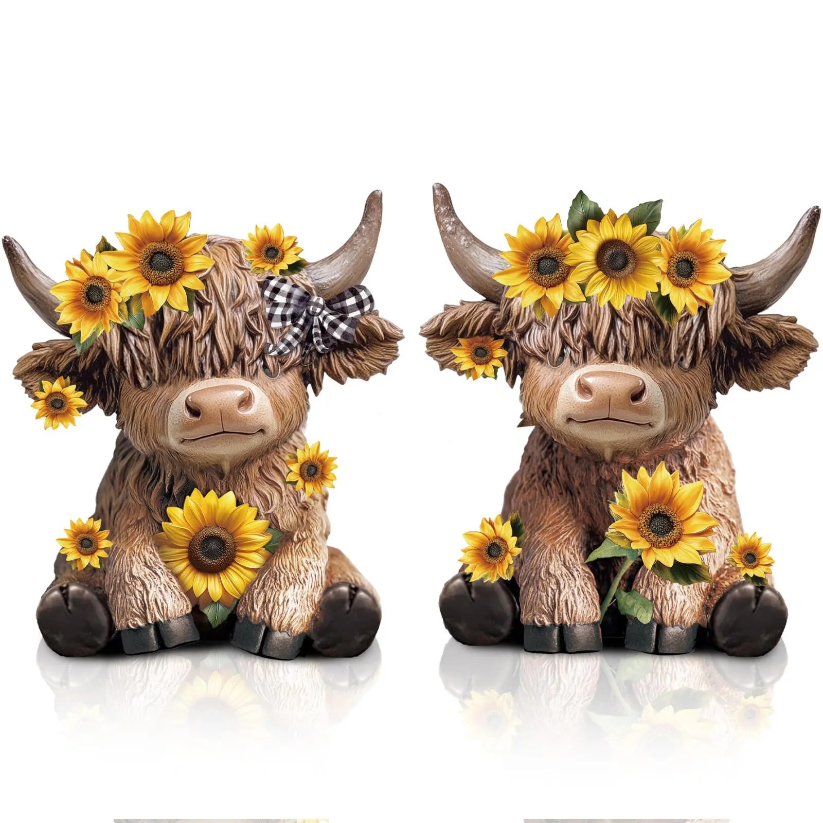 Halloween Highland Cow Statue Fall Cattle Figures 3D Highland Cattle Ornament Halloween Gift Christmas Gift Cute Decoration for Home, Halloween Party Season Decor, Housewarming Gift, Bathroom Decor, 2/3pcs