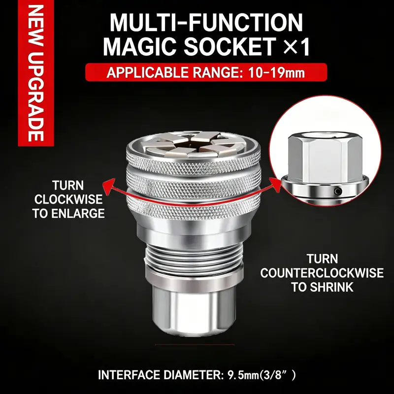 Multi-Function Universal Socket Wrench Tool - Universal Maintenance Tool, Adjustable Universal Socket Wrench, Universal Socket Tool for 3/8" Drive Ratchet Torque Wrench & Power Drill (Connecting rod random color) Fathers Day Gift
