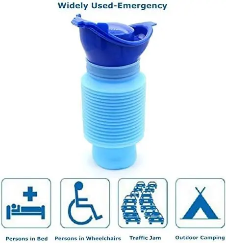 3 Pcs Portable Urinal for Men Women, Spill Proof Travel Emergency Urinal Bottle, Leak-Proof Collapsible Urinals, Personal Car Pee Bottle for Camping, Road Trips, Drivers, Seniors, Kids
