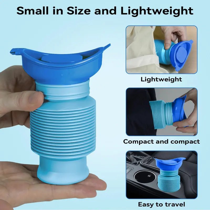 3 Pcs Portable Urinal for Men Women, Spill Proof Travel Emergency Urinal Bottle, Leak-Proof Collapsible Urinals, Personal Car Pee Bottle for Camping, Road Trips, Drivers, Seniors, Kids