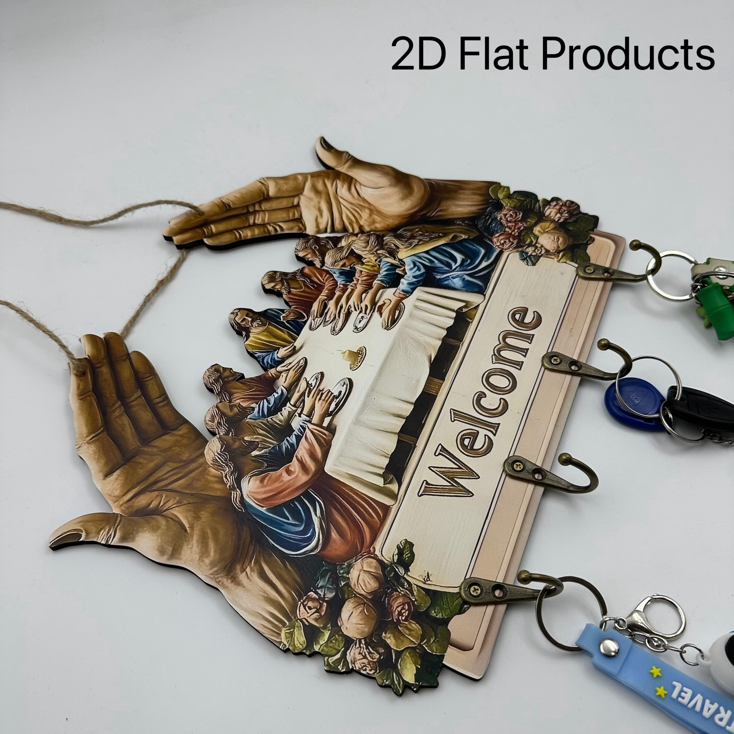 Flat Jesus and Disciples Wall Art Keychain 1 Piece Pack, Exquisite Religious Design with Four Metal Hooks, 10.4"x11.8" Artificial Wood & Metal Frame, Porch Welcome Sign, Farmhouse Style Seasonal Home Decor, Intricate Craftsmanship,gift Father's Day Gift s