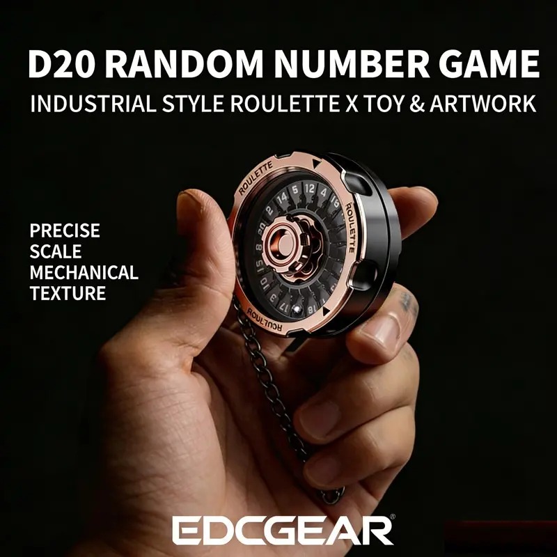 Single Piece D20 Lucky Wheel, Edc Metal Mechanical Finger Spinner Toy, Smooth Rotation Stress Relief, Portable Cool Accessory for Adults, Stress Relief Gadget