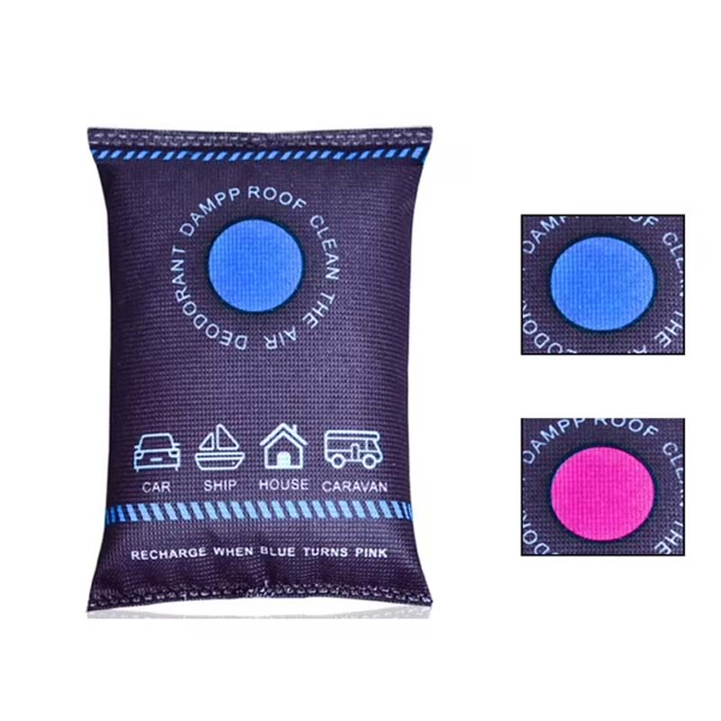 Colour indicator on the moisture-absorbing desiccant bag