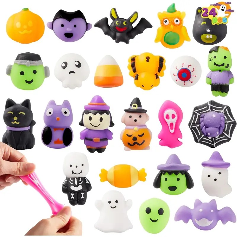 24pcs/60pcs/100Pcs/6pcs Halloween Mochi Squishy Toys, Halloween Toys for Halloween Party Favors, Halloween Sensory Stress Relief Toys Bulk, Trick or Treats Classroom Prizes Gifts Goodie Bag Fillers