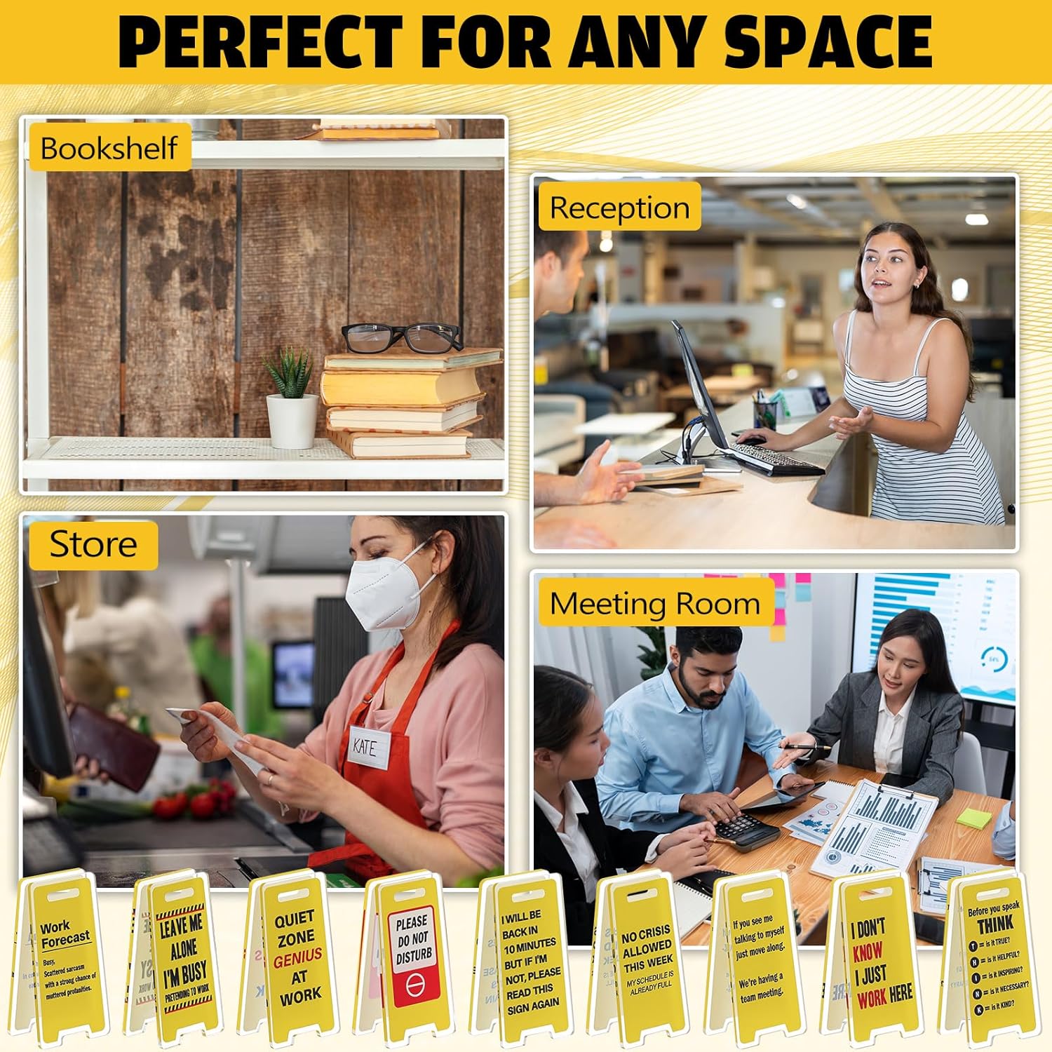 Funny Acrylic Desktop Warning Sign 10Pcs Desk Messages Clip Humor Gag Gift for Boss Employees Coworkers Office Classroom Home Waterproof Meme Sticker Adhesive Stickers Outdoor Fun DealsForYou