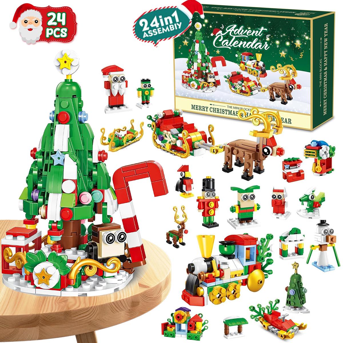 Christmas Advent Calendar Building Blocks | 24 Days Countdown Blind Box, 24-in-1 Xmas Bricks Kit, Santa & Christmas Tree Building Toy, Kids Holiday Gift Christmas Advent Calendar Building Blocks | 24 Days Countdown Blind Box, 24-in-1 Xmas Bricks Kit, Santa & Christmas Tree Building Toy, Kids Holiday Gift