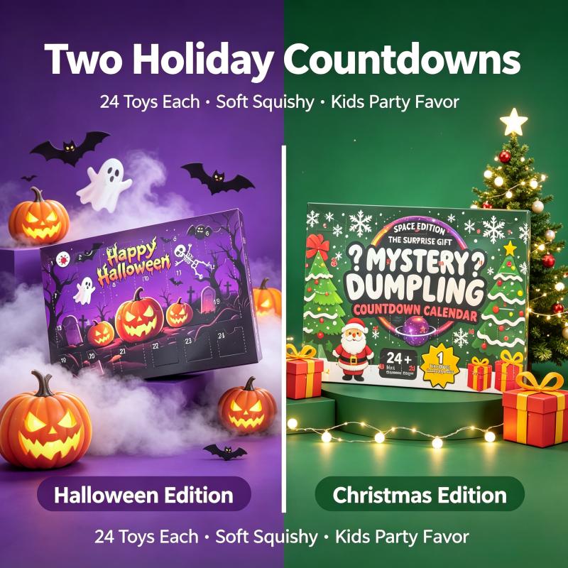 Christmas Squishy Advent Calendar Bundle | Halloween & Holiday Fidget Toy Countdown Calendars, 24 Surprise Squishies Each Christmas Squishy Advent Calendar Bundle | Halloween & Holiday Fidget Toy Countdown Calendars, 24 Surprise Squishies Each