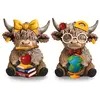 Halloween Highland Cow Statue Fall Cattle Figures 3D Highland Cattle Ornament Halloween Gift Christmas Gift Cute Decoration for Home, Halloween Party Season Decor, Housewarming Gift, Bathroom Decor, 2/3pcs