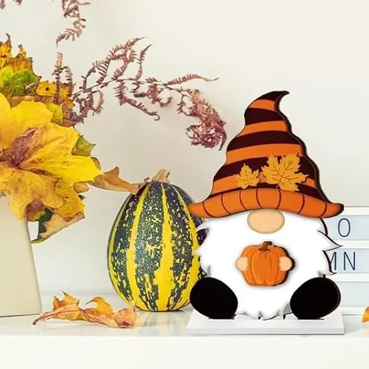 Gnome Sign Halloween Gnome Interchangeable Desk Decor with Magnet Accessories Gnome Wooden Sign for Summer Holiday Seasonal Halloween Christmas Party Office Home Living Room Gift for Gnome Lovers, Halloween Gift
