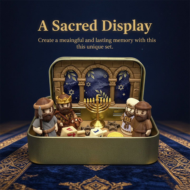 Miniature seasonal nativity decoration in tin box