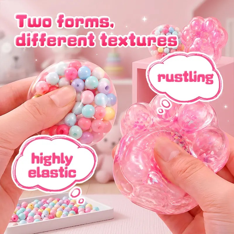 Kawaii DIY Cat Paw Squishy Kit - Super Soft Mochi Texture, Squishies Toys, Relaxing ASMR Stress Relief, Fidget Slime & Squishy Toys, Cool Gifts for Kids, Creative Play Vacation Craft Activity, Handmade Room Decor