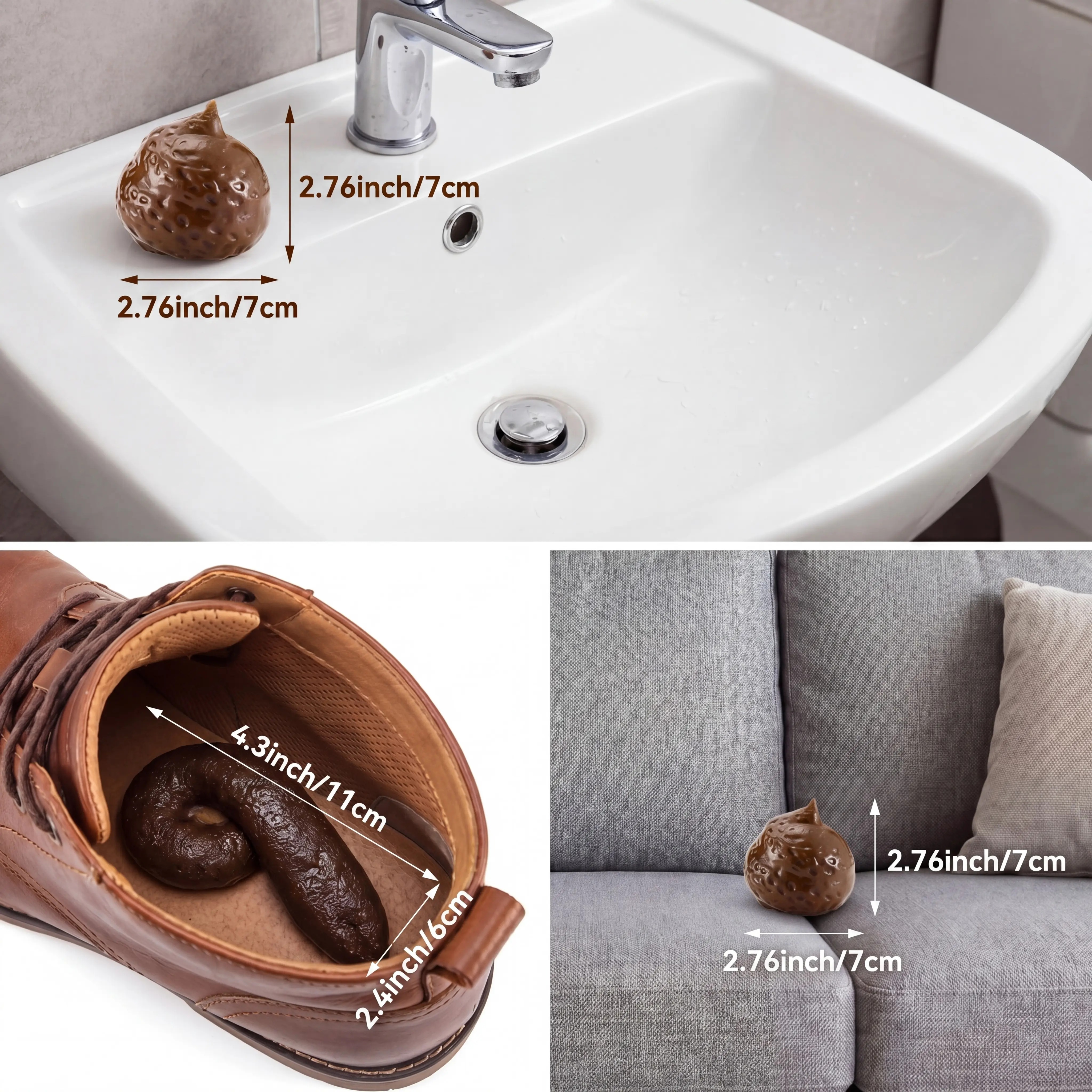 Fake Poop 7/8 Pcs Realistic Prank Poop Props Brown Soft Poop Fun Party Supplies Prank Games with Friends Family Classmates Fake Turd Gifts Perfect for Office Pranks Pet Pranks Birthday Funny Gift for Father's Day