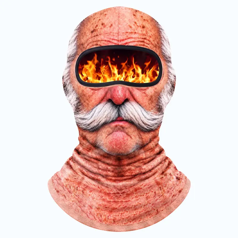 Funny Realistic 3D Printed Ski Mask - Full Face Winter Balaclava for Elderly, Festive & Party Masks Accessory