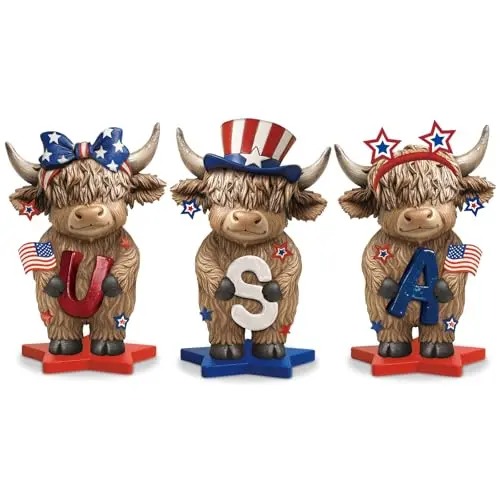 Halloween Highland Cow Statue Fall Cattle Figures 3D Highland Cattle Ornament Halloween Gift Christmas Gift Cute Decoration for Home, Halloween Party Season Decor, Housewarming Gift, Bathroom Decor, 2/3pcs