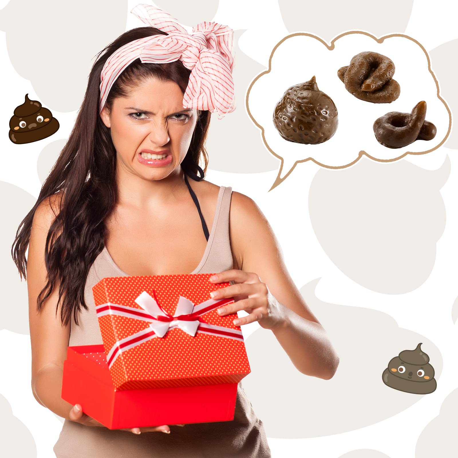Gejoy Fake Poop 7/8 Pcs Realistic Prank Poop Props Brown Soft Poop Fun Party Supplies Prank Games with Friends Family Classmates Fake Turd Gifts Perfect for Office Pranks Pet Pranks Birthday Funny Gift for Father's Day