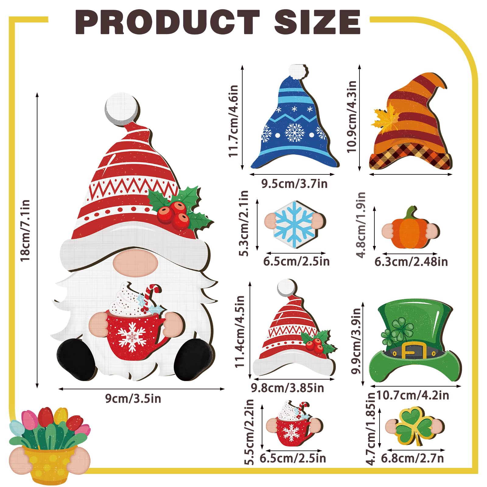 Gejoy Gnome Sign Halloween Gnome Interchangeable Desk Decor with Magnet Accessories Gnome Wooden Sign for Summer Holiday Seasonal Halloween Christmas Party Office Home Living Room Gift for Gnome Lovers, Halloween Gift