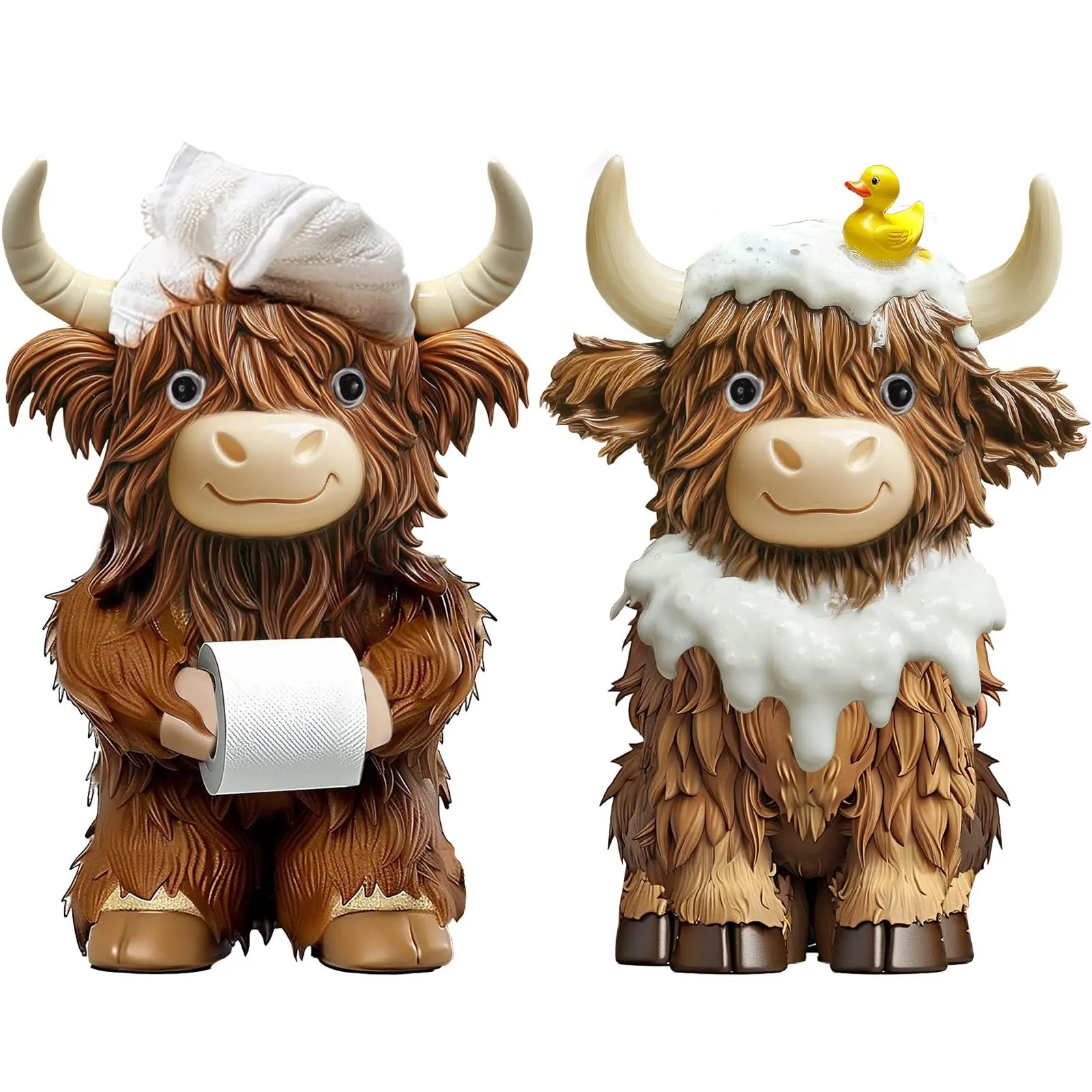 Halloween Highland Cow Statue Fall Cattle Figures 3D Highland Cattle Ornament Halloween Gift Christmas Gift Cute Decoration for Home, Halloween Party Season Decor, Housewarming Gift, Bathroom Decor, 2/3pcs
