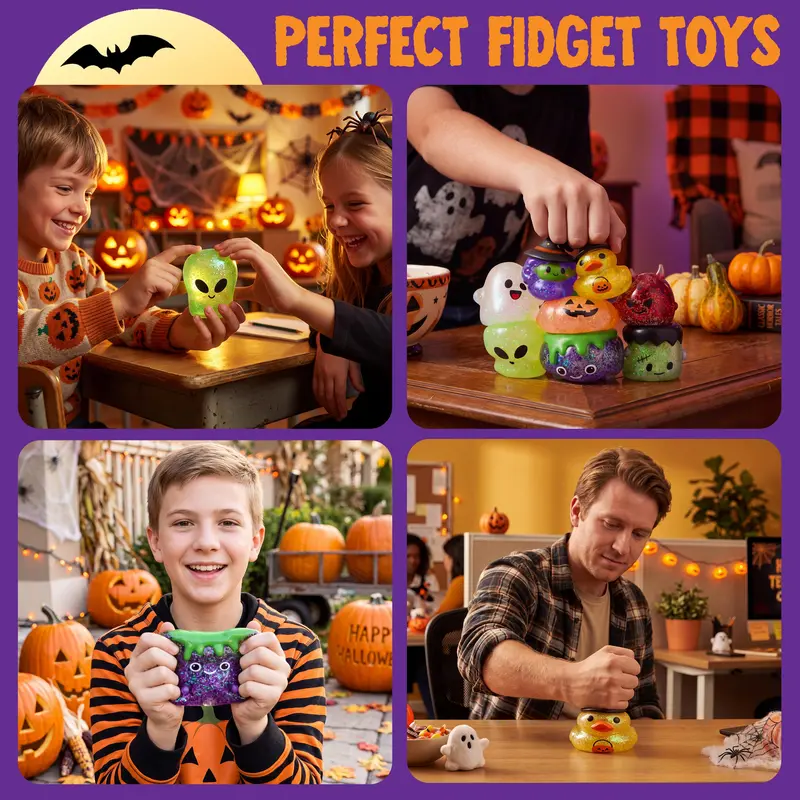 JOYIN 24pcs/60pcs/100Pcs/6pcs Halloween Mochi Squishy Toys, Halloween Toys for Halloween Party Favors, Halloween Sensory Stress Relief Toys Bulk, Trick or Treats Classroom Prizes Gifts Goodie Bag Fillers