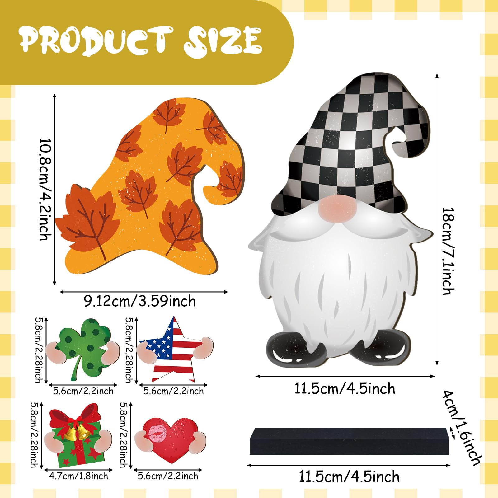 Gejoy Gnome Sign Halloween Gnome Interchangeable Desk Decor with Magnet Accessories Gnome Wooden Sign for Summer Holiday Seasonal Halloween Christmas Party Office Home Living Room Gift for Gnome Lovers, Halloween Gift