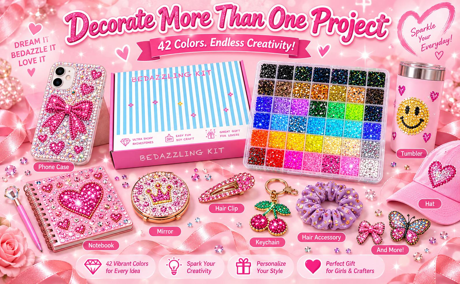 42000Pcs 42Colors 3mm Round Glitter Rhinestones Bedazzling Multi-Pack Kit - Nail Tech Supplies, Sufficient Quantity for Nail Art, DIY Crafts, Ultimate Creative Gift for Her,my bedazzles item,sohochic,bedazzler kit with rhinestones,sparkles,sohochic