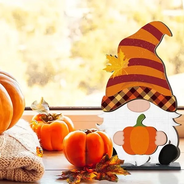Gnome Sign Halloween Gnome Interchangeable Desk Decor with Magnet Accessories Gnome Wooden Sign for Summer Holiday Seasonal Halloween Christmas Party Office Home Living Room Gift for Gnome Lovers, Halloween Gift