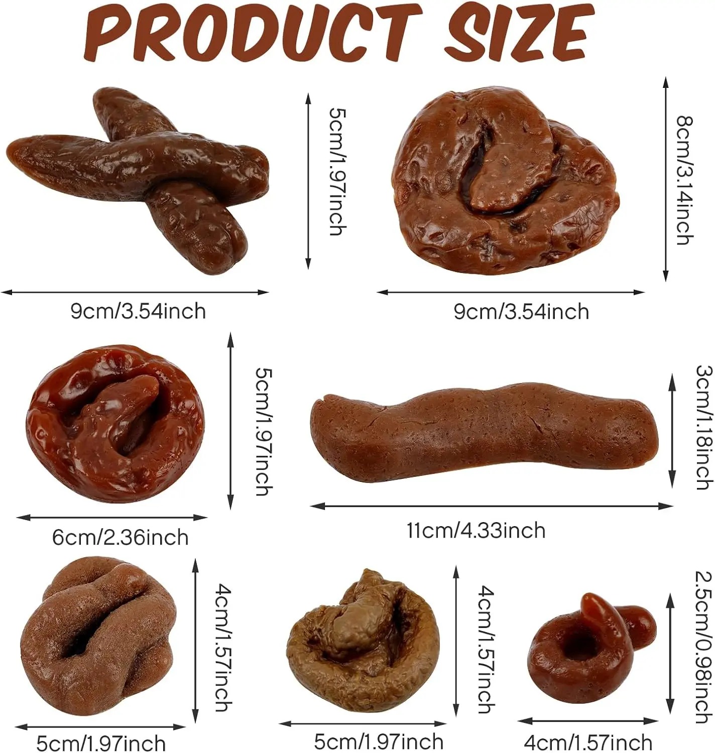 Fake Poop 7/8 Pcs Realistic Prank Poop Props Brown Soft Poop Fun Party Supplies Prank Games with Friends Family Classmates Fake Turd Gifts Perfect for Office Pranks Pet Pranks Birthday Funny Gift for Father's Day